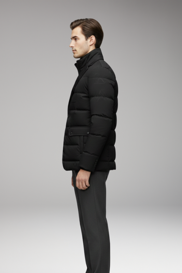 Men's Parka with Inverted Collar and Zipper