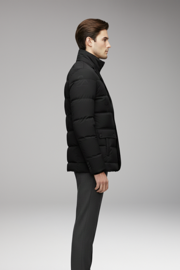 Men's Parka with Inverted Collar and Zipper