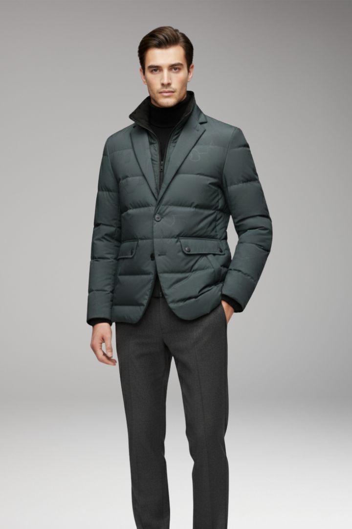 Men's Parka with Inverted Collar and Zipper