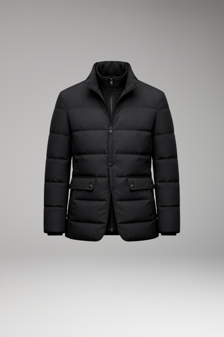 Men's Parka with Inverted Collar and Zipper