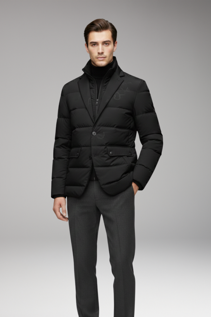 Men's Parka with Inverted Collar and Zipper