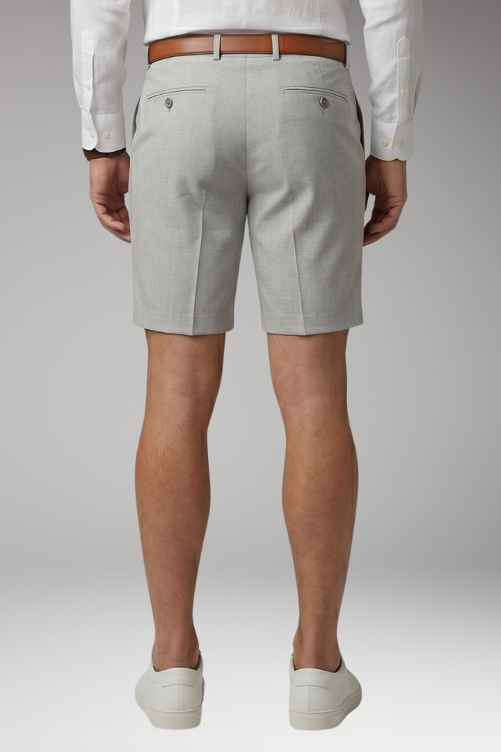 Men's Pleated Shorts with Button and Zipper Closure