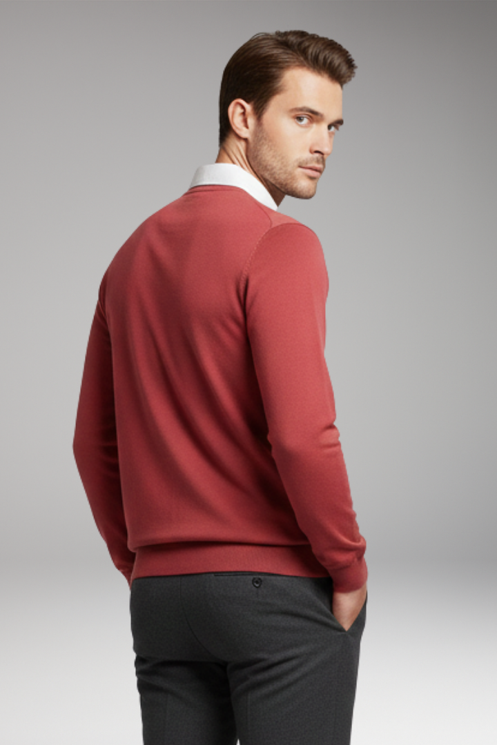 Men's Polo Shirt with Button Closure and Ribbed Cuffs