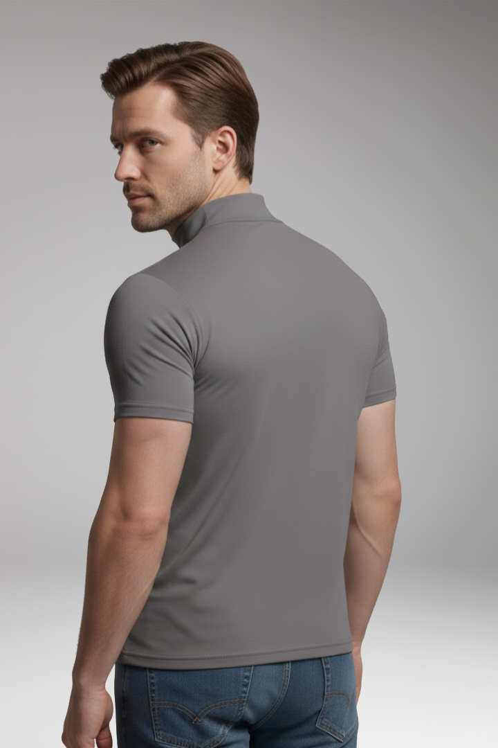Men's Roll-Neck T-Shirt with Short Sleeves