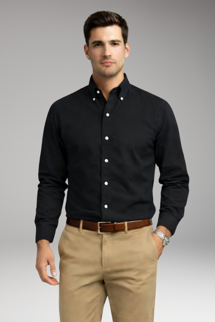 Tommy Men's Shirt with Button Collar and Long Sleeves
