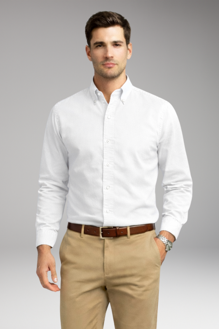 Tommy Men's Shirt with Button Collar and Long Sleeves