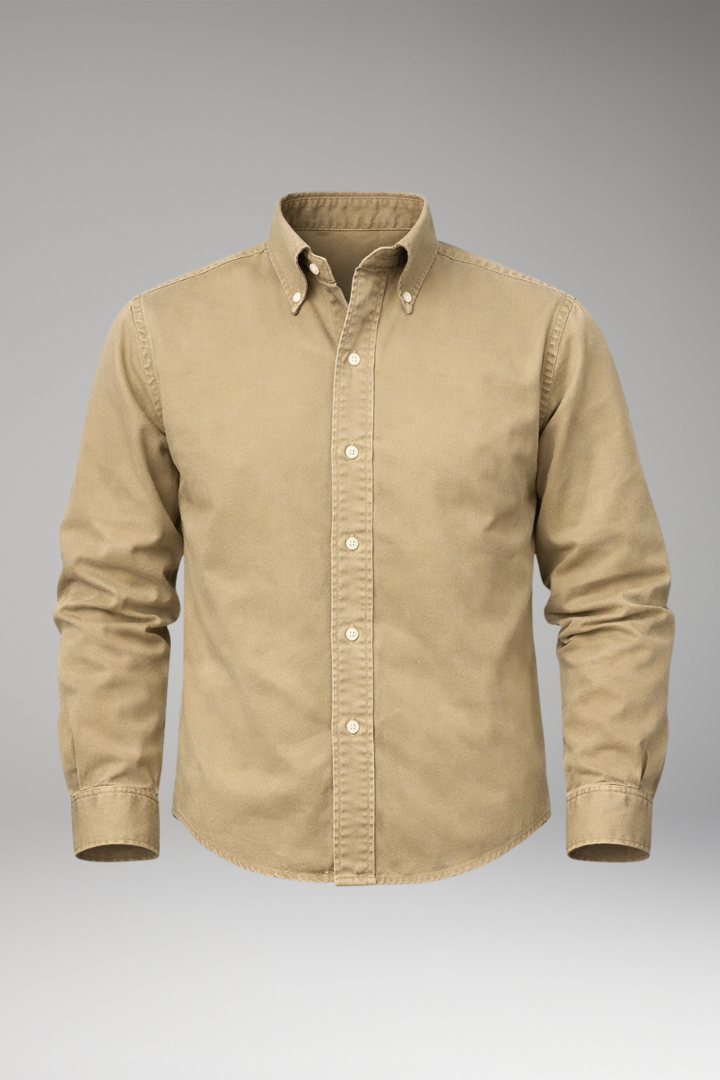 Tommy Men's Shirt with Button Collar and Long Sleeves