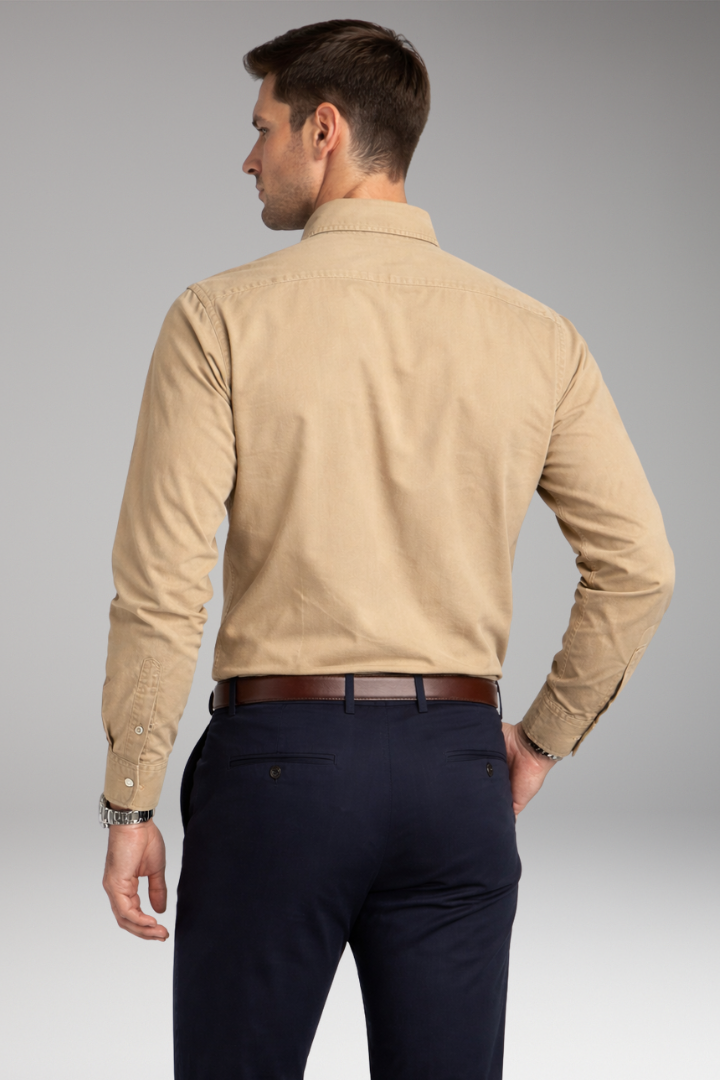 Tommy Men's Shirt with Button Collar and Long Sleeves