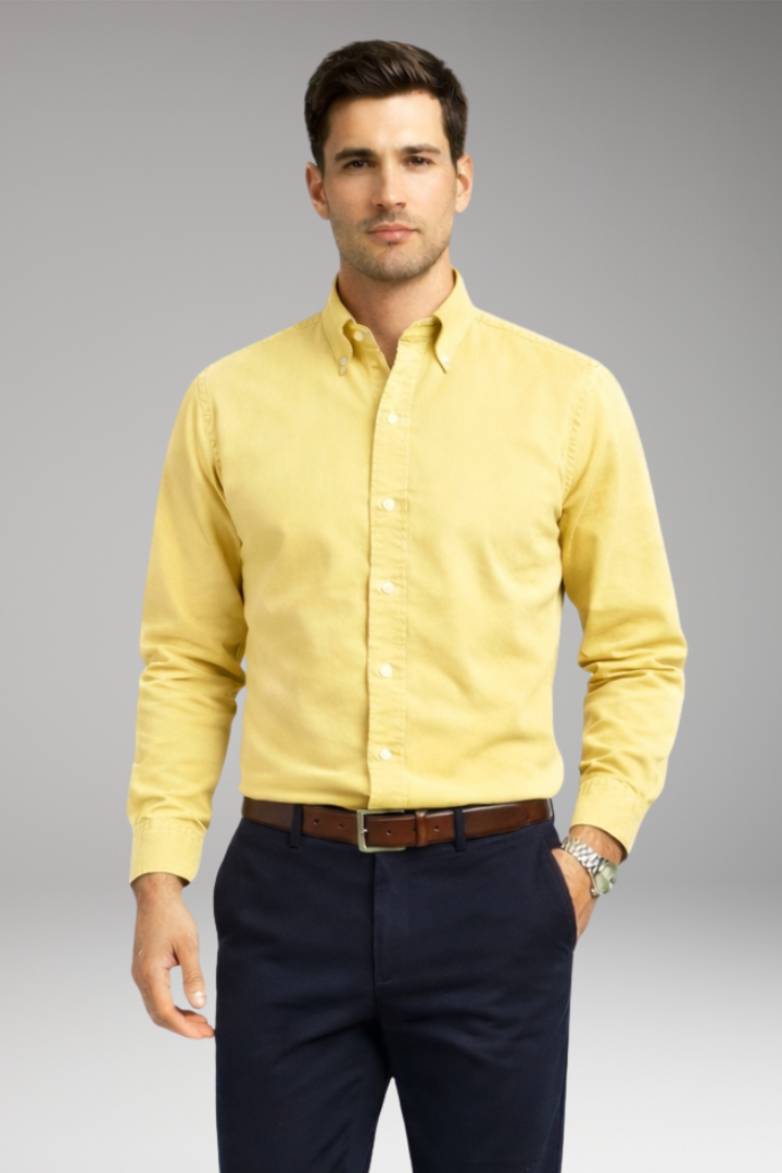Tommy Men's Shirt with Button Collar and Long Sleeves