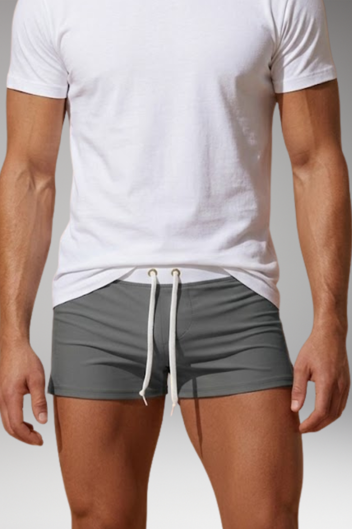 Men's Short Swim Trunks with Adjustable Drawstring Waistband