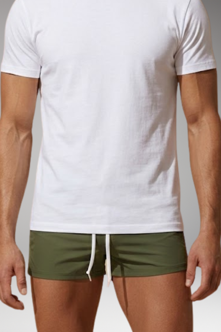 Men's Short Swim Trunks with Adjustable Drawstring Waistband