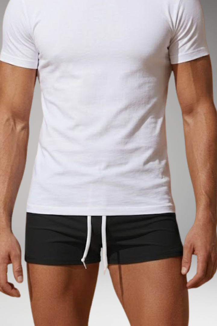 Men's Short Swim Trunks with Adjustable Drawstring Waistband
