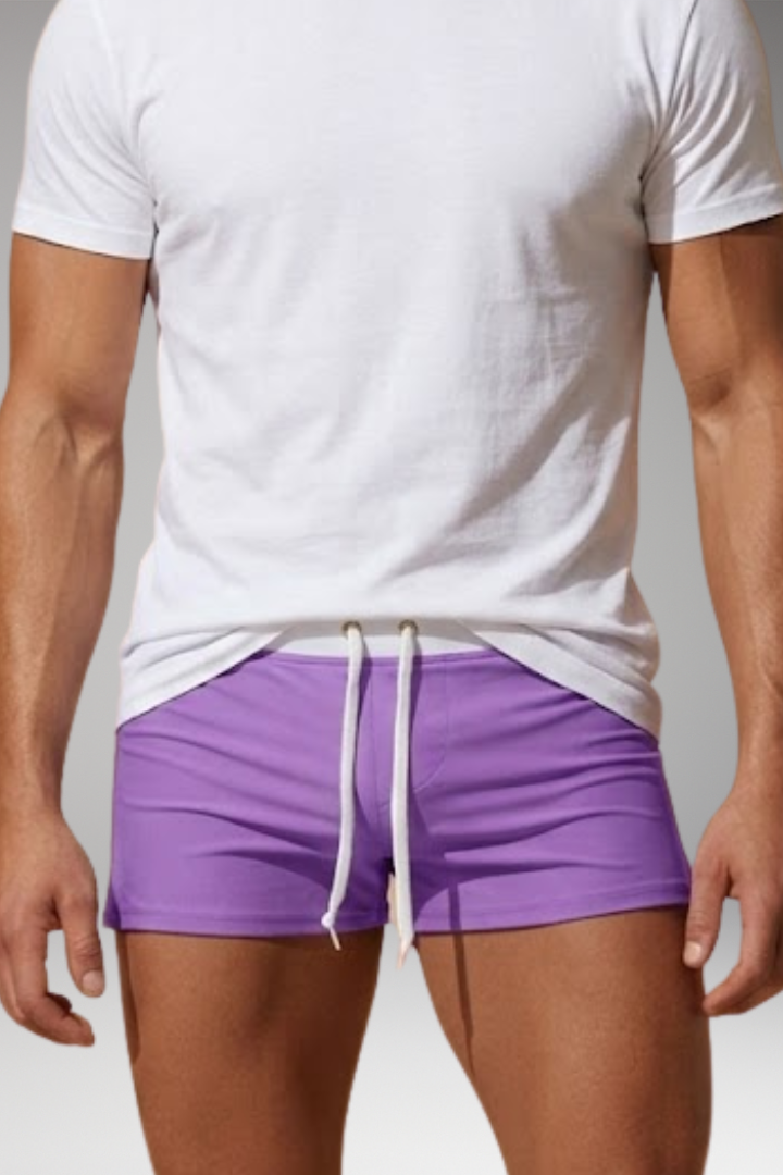 Men's Short Swim Trunks with Adjustable Drawstring Waistband