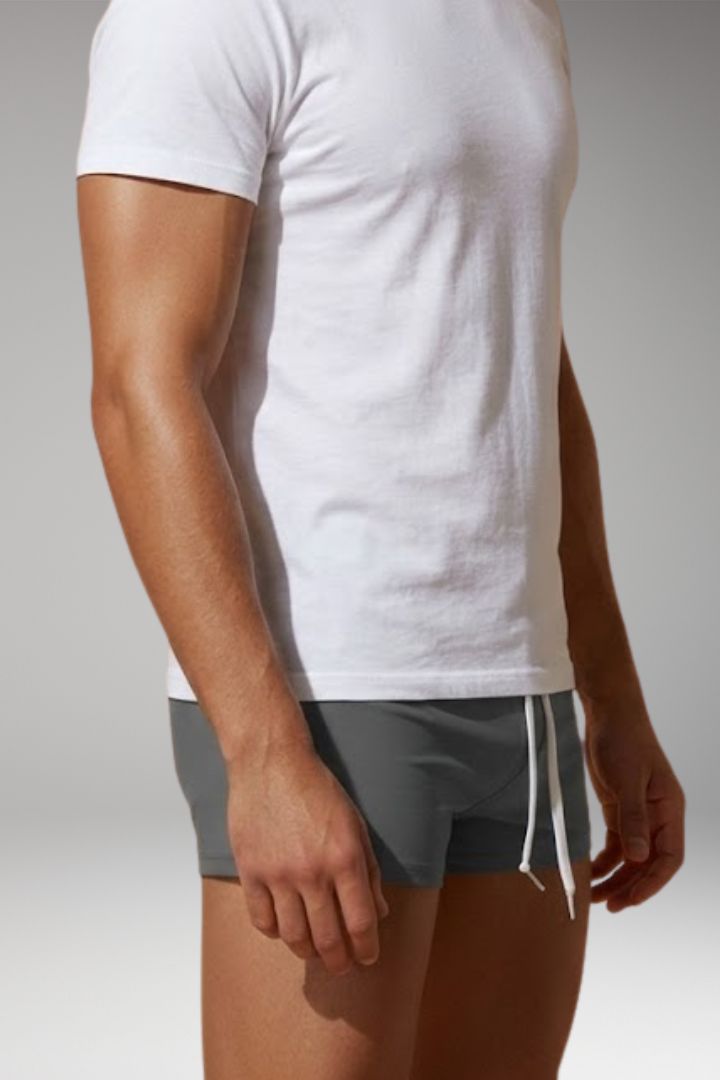 Men's Short Swim Trunks with Adjustable Drawstring Waistband