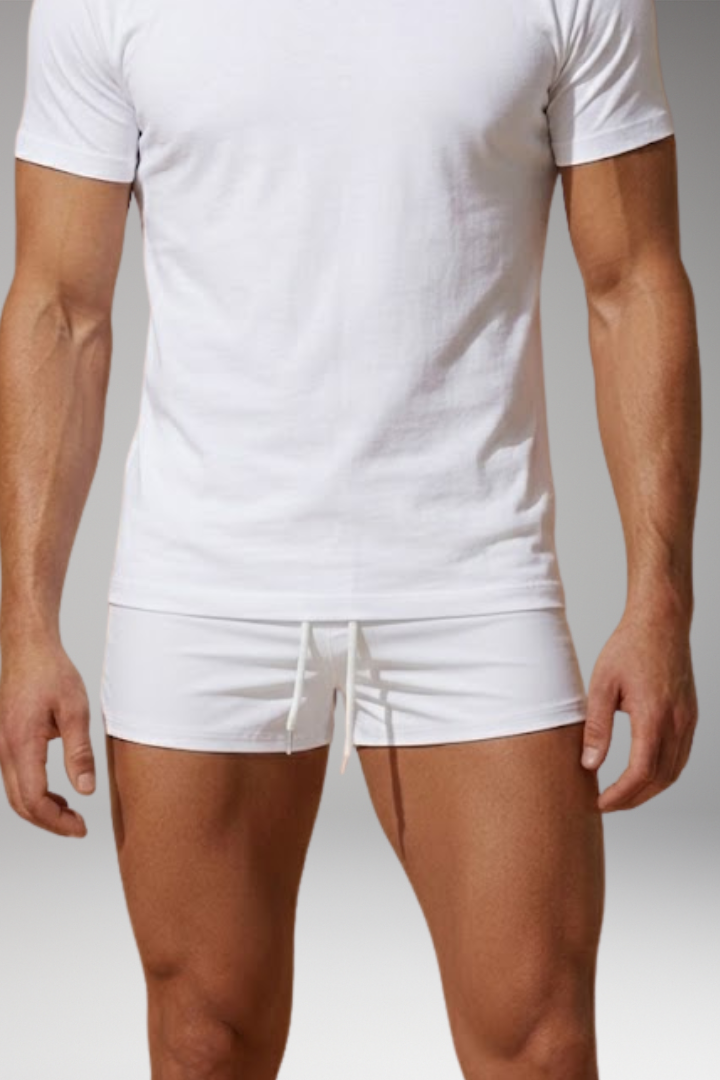 Men's Short Swim Trunks with Adjustable Drawstring Waistband
