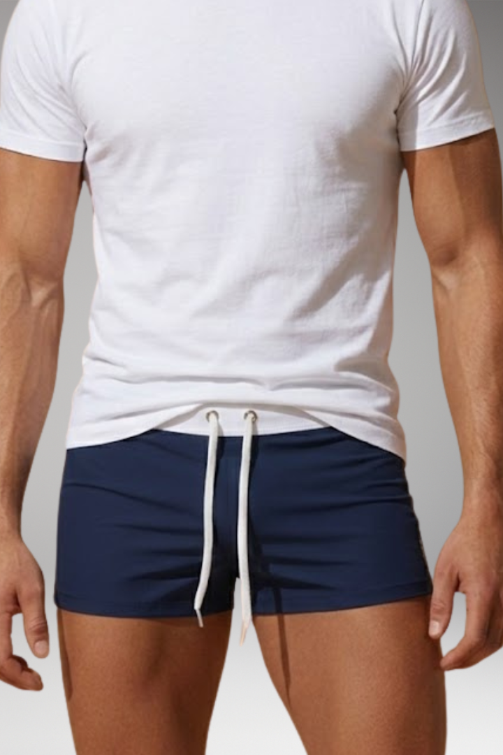 Men's Short Swim Trunks with Adjustable Drawstring Waistband