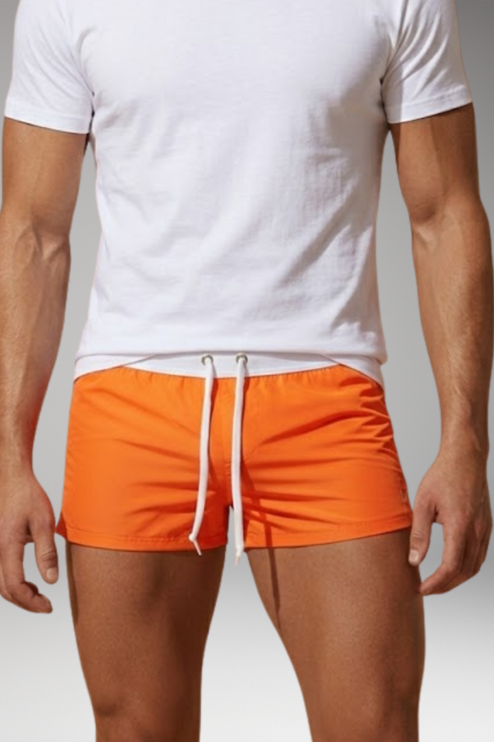 Men's Short Swim Trunks with Adjustable Drawstring Waistband