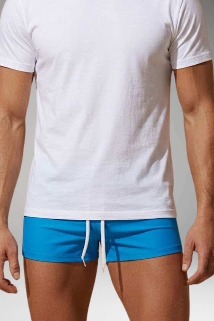 Men's Short Swim Trunks with Adjustable Drawstring Waistband