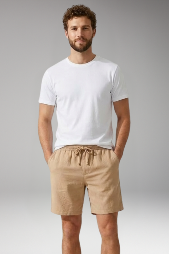 Men's Shorts with Elastic Waistband Drawstring Closure for Casual Wear