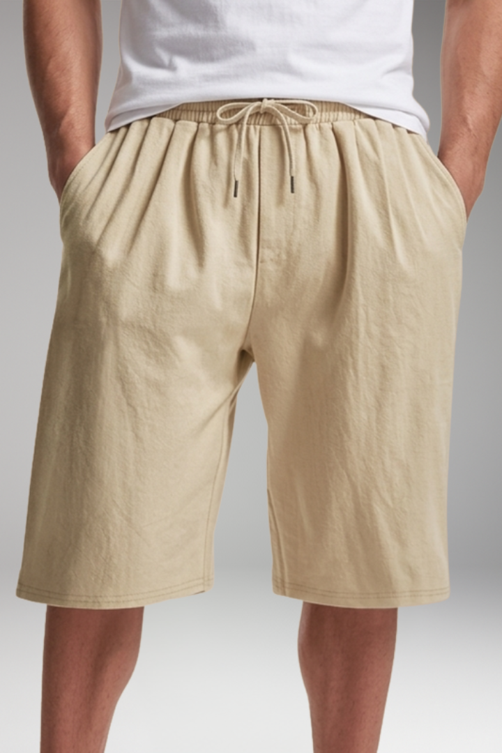 Men's Shorts with Elastic Waistband Drawstring Closure for Casual Wear