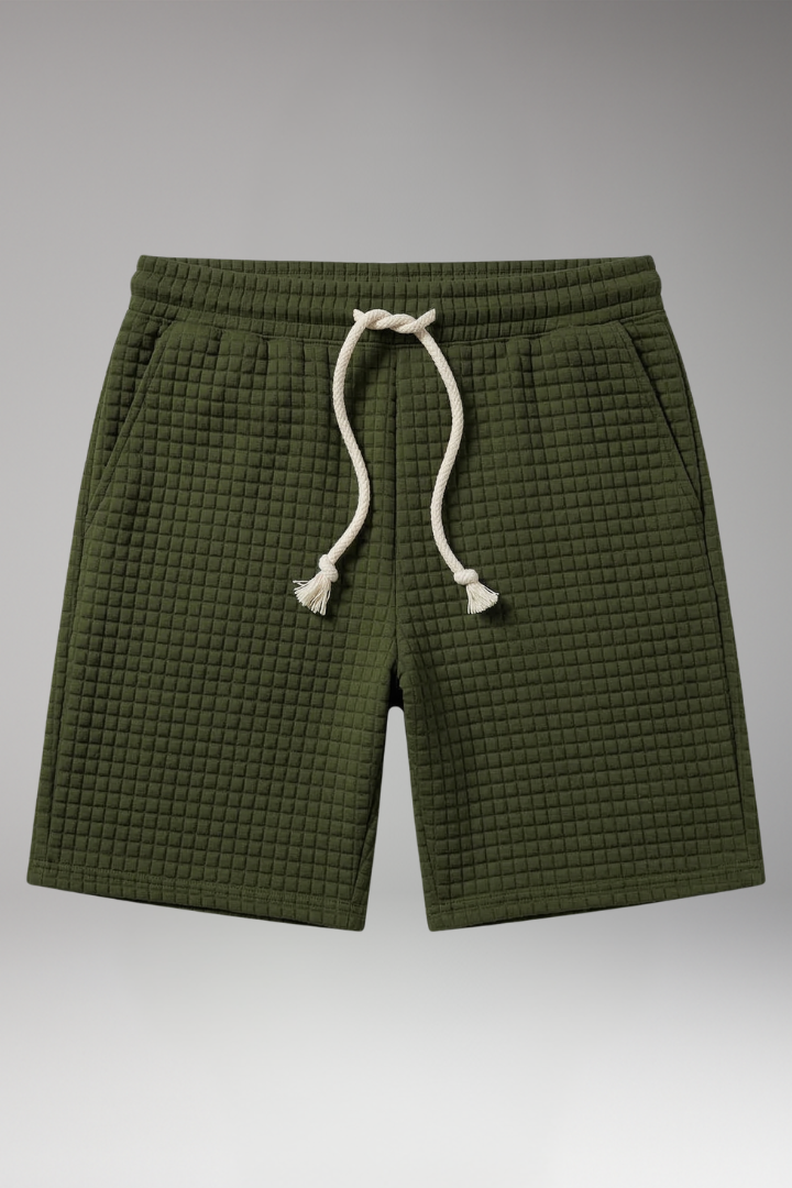 Men's Shorts with Raised Grid Textured Surface for Everyday Wear