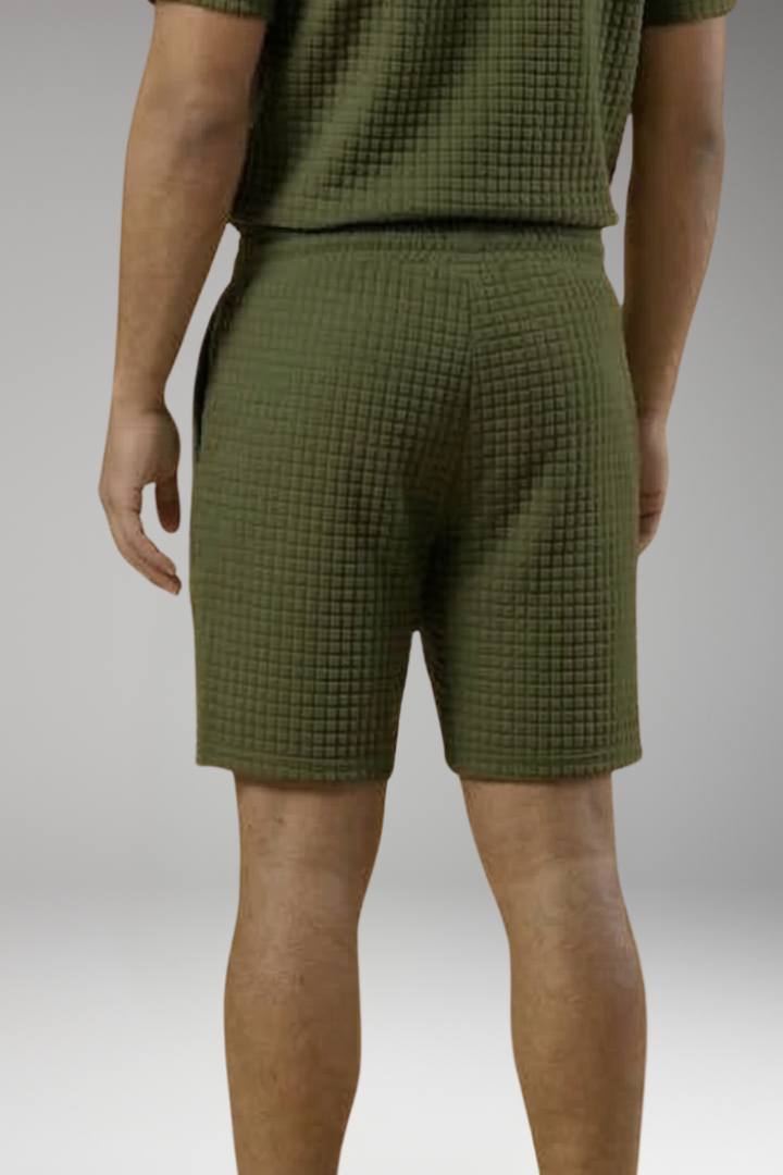 Men's Shorts with Raised Grid Textured Surface for Everyday Wear