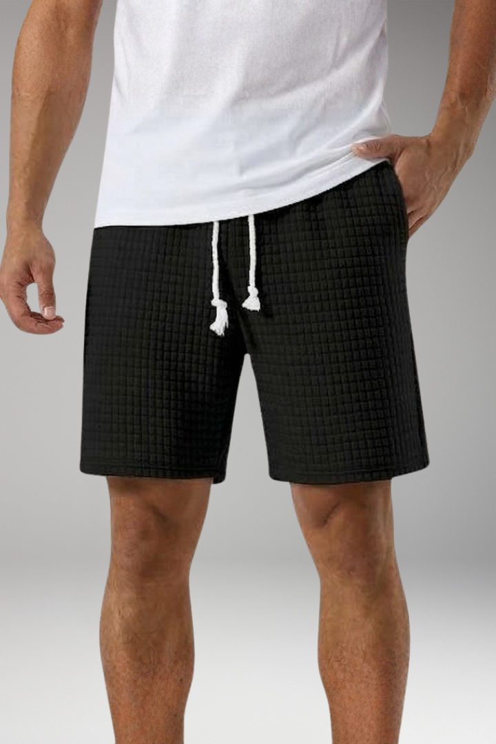 Men's Shorts with Raised Grid Textured Surface for Everyday Wear