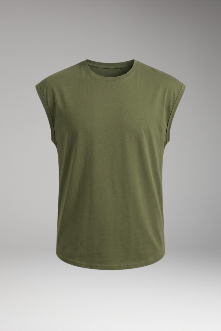 Men's Sleeveless T-Shirt with V-Neck and Relaxed Fit