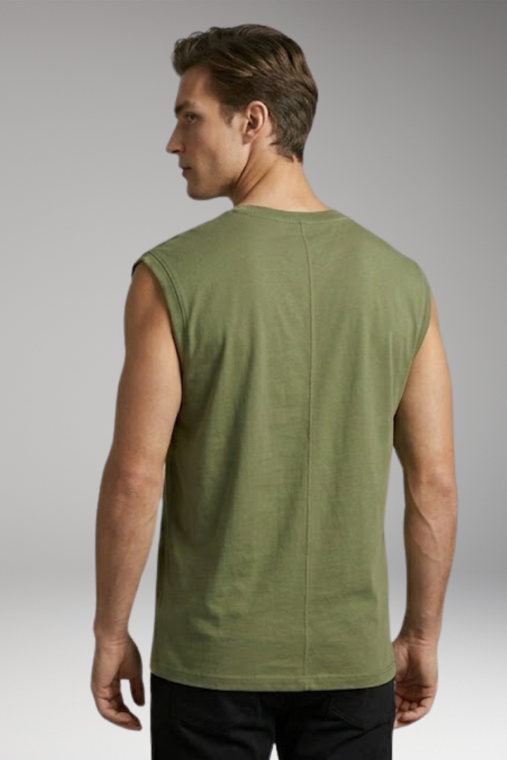Men's Sleeveless T-Shirt with V-Neck and Relaxed Fit