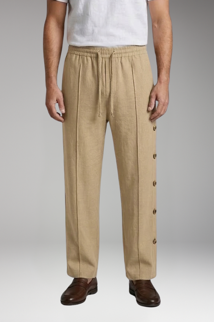 Men's Straight-Leg Trousers with Elastic Waistband for Everyday Wear
