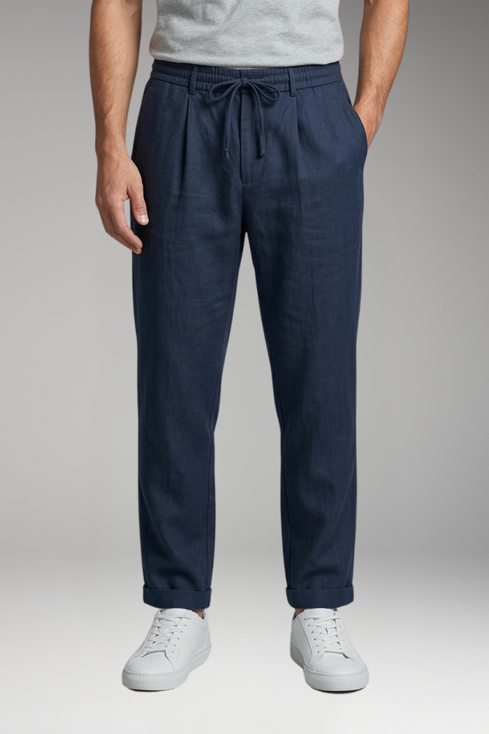 Men's Straight-Leg Trousers with Elastic Waistband for Everyday Wear