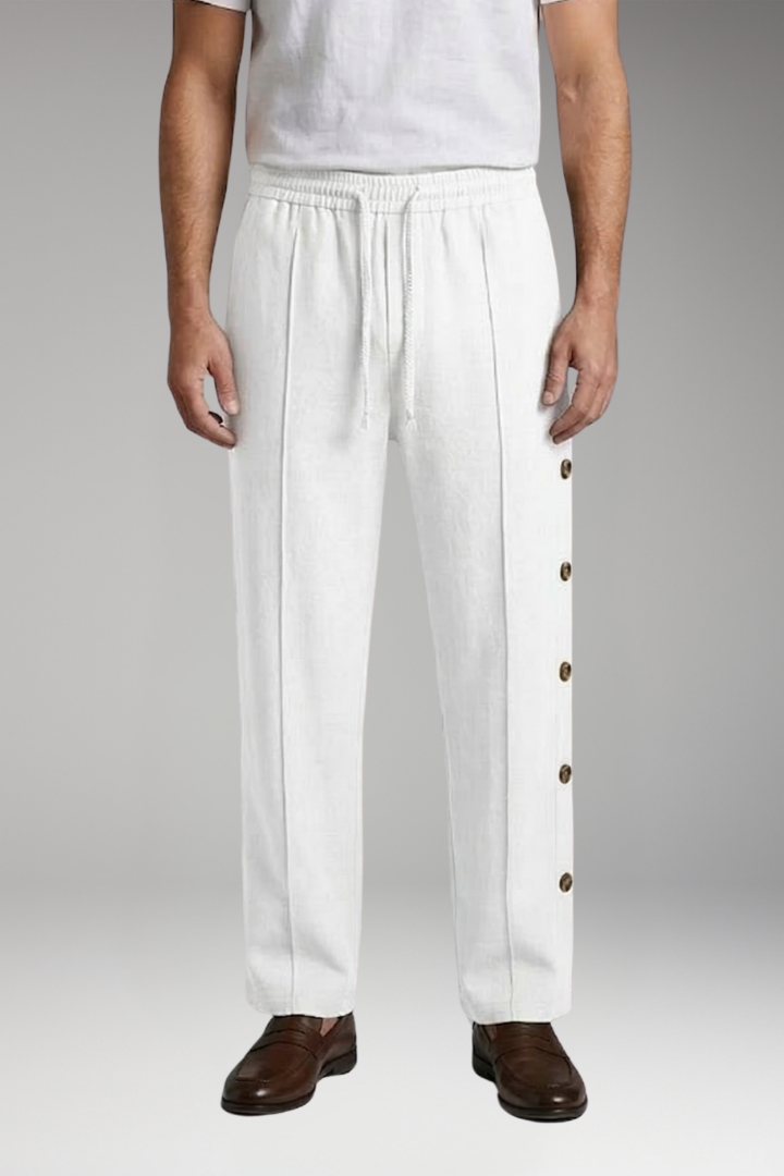 Men's Straight-Leg Trousers with Elastic Waistband for Everyday Wear
