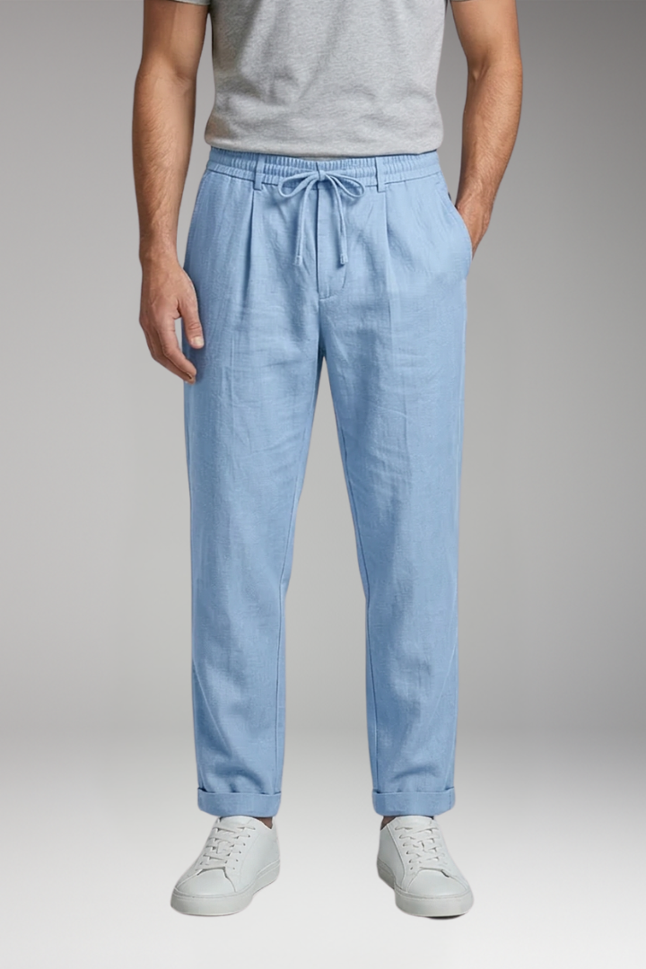 Men's Straight-Leg Trousers with Elastic Waistband for Everyday Wear