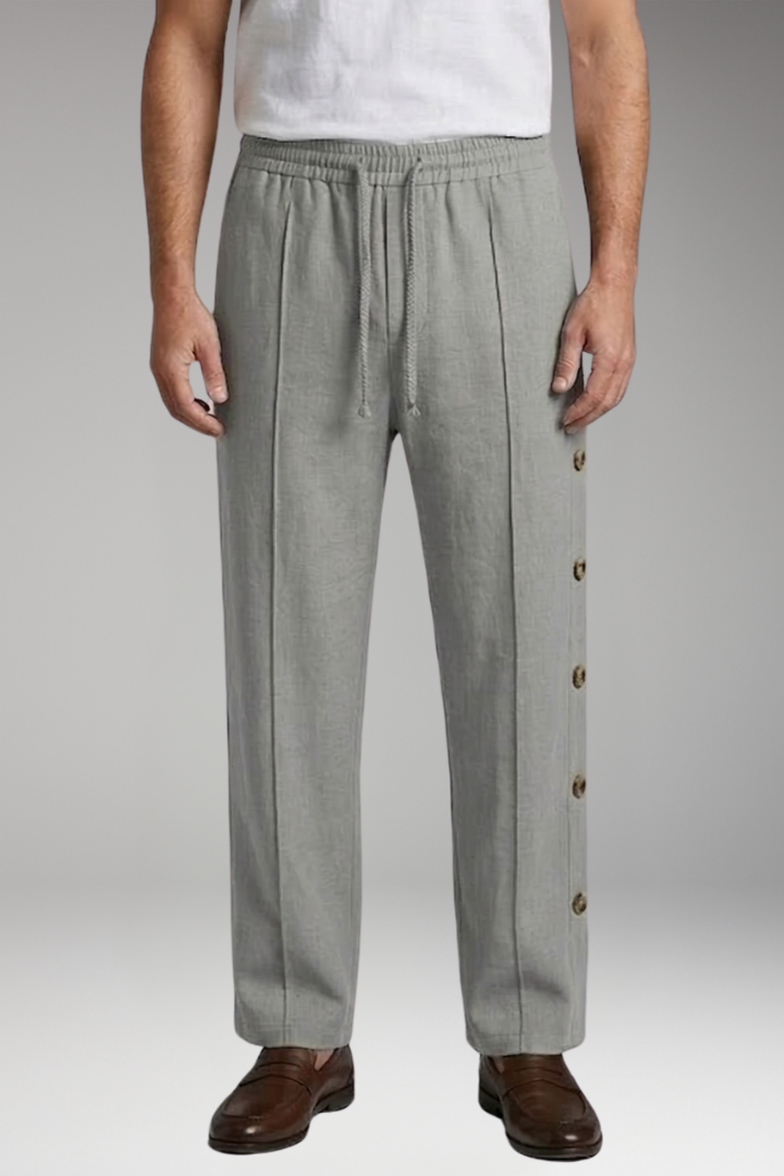 Men's Straight-Leg Trousers with Elastic Waistband for Everyday Wear