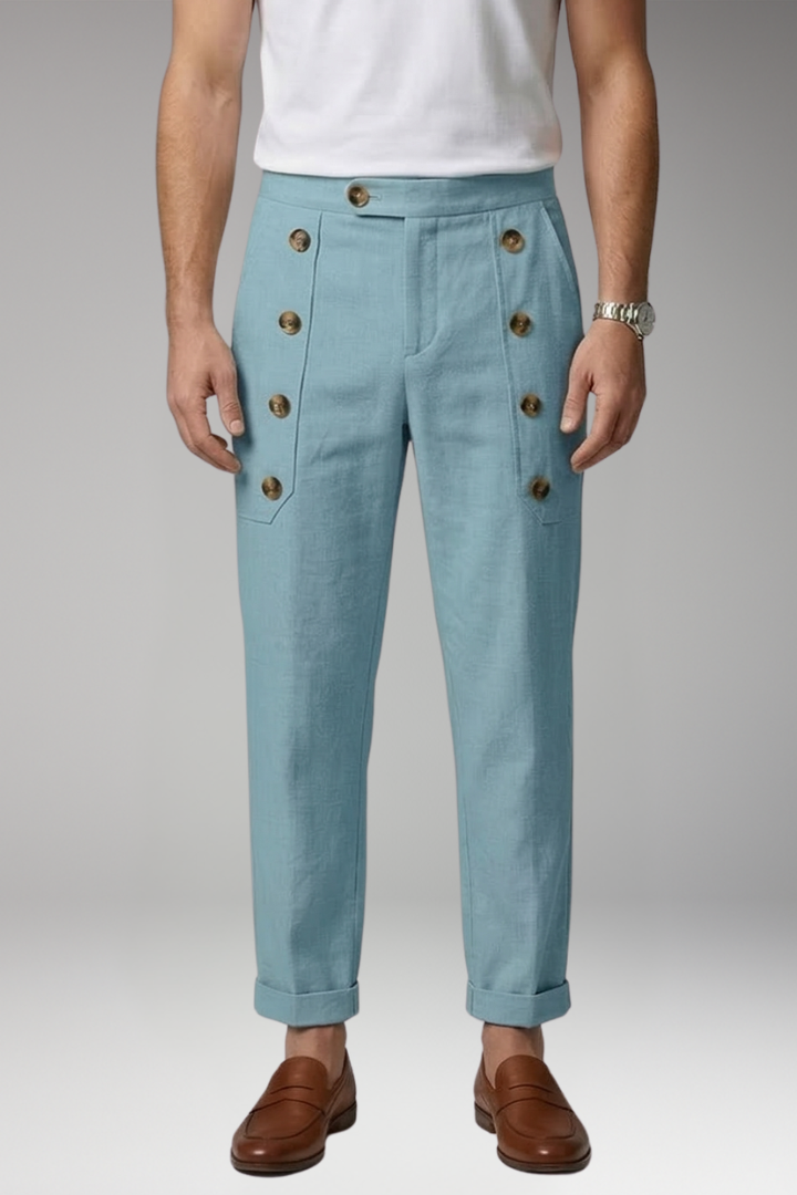 Men's Straight-Leg Trousers with Elastic Waistband for Everyday Wear