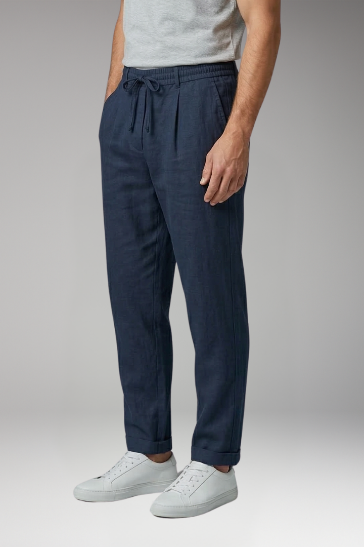 Men's Straight-Leg Trousers with Elastic Waistband for Everyday Wear