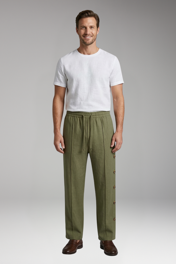 Men's Straight-Leg Trousers with Elastic Waistband for Everyday Wear