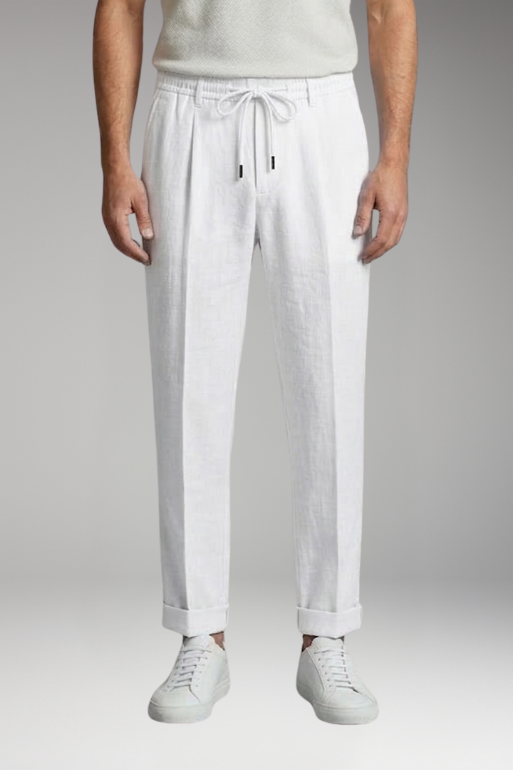 Men's Straight Leg Trousers with Elastic Waistband for Everyday Wear