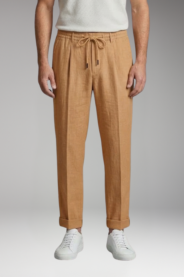 Men's Straight Leg Trousers with Elastic Waistband for Everyday Wear