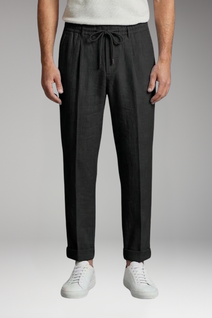 Men's Straight Leg Trousers with Elastic Waistband for Everyday Wear