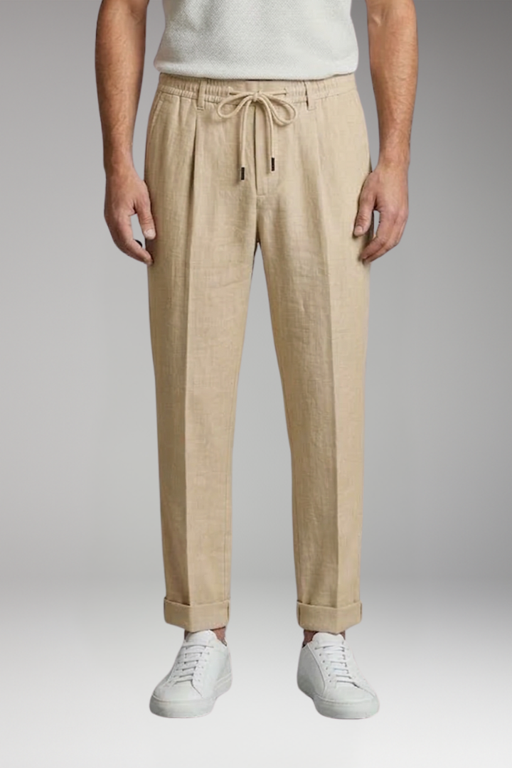 Men's Straight Leg Trousers with Elastic Waistband for Everyday Wear