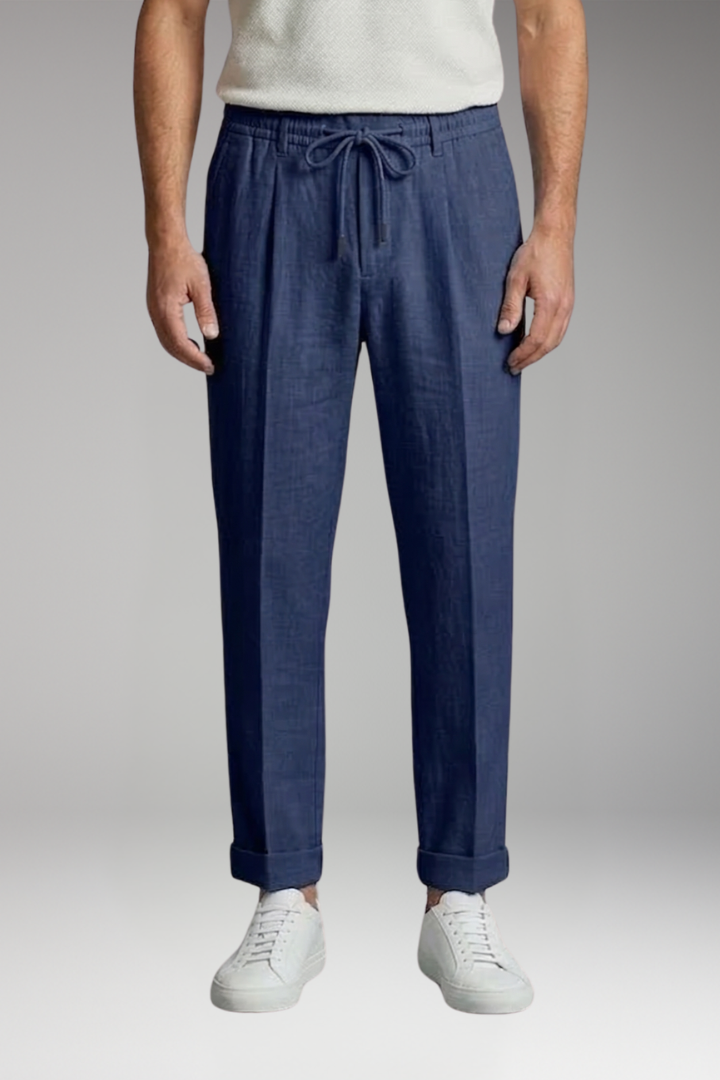 Men's Straight Leg Trousers with Elastic Waistband for Everyday Wear