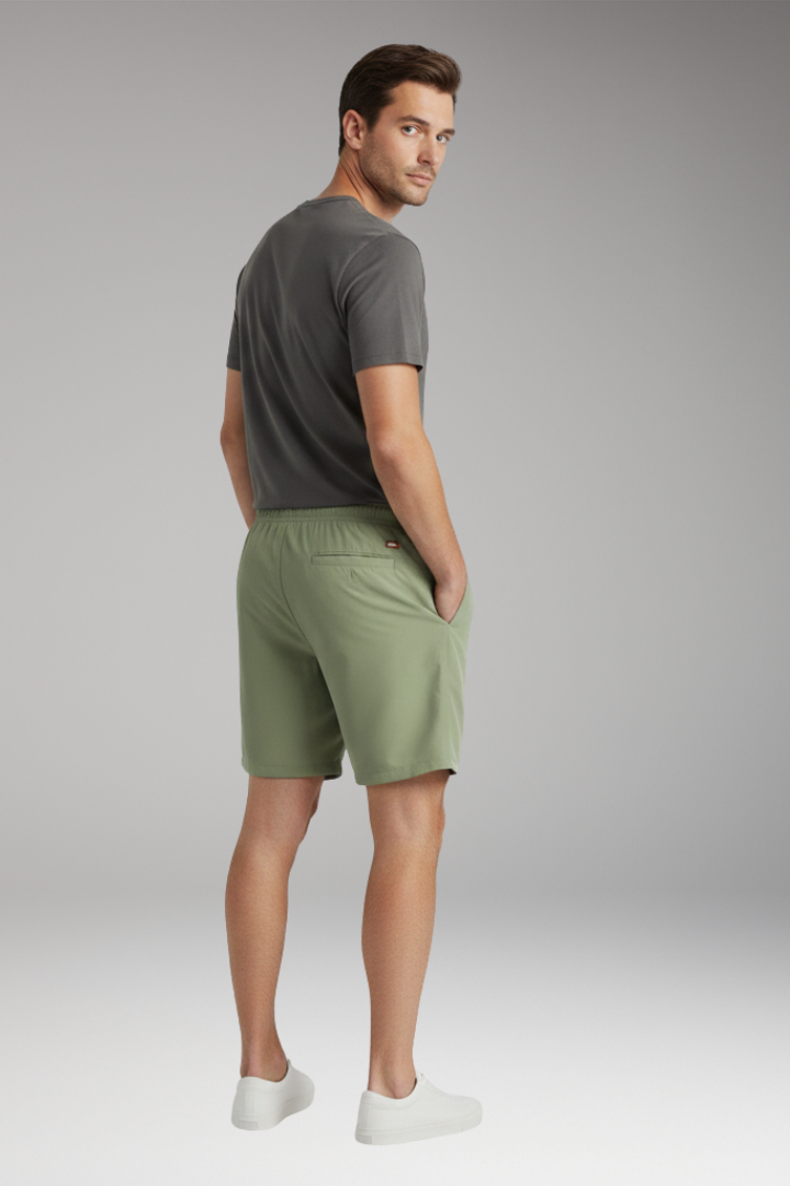 Men's Stretch Shorts with Elastic Waistband and Drawstring