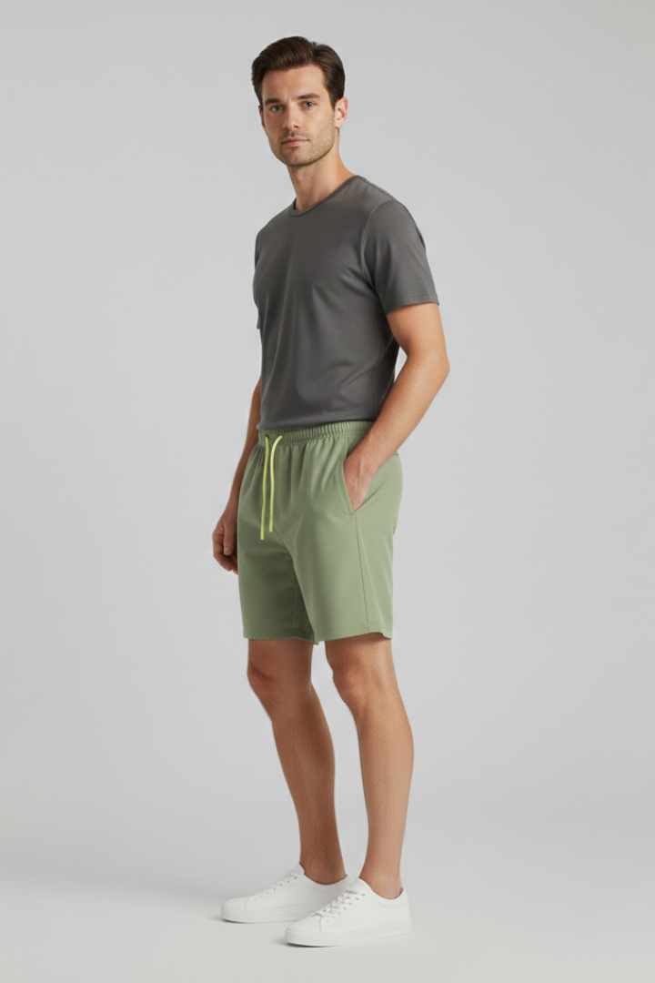 Men's Stretch Shorts with Elastic Waistband and Drawstring