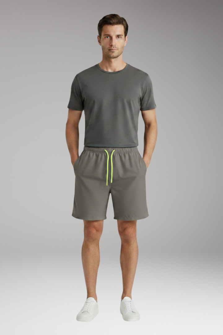 Men's Stretch Shorts with Elastic Waistband and Drawstring