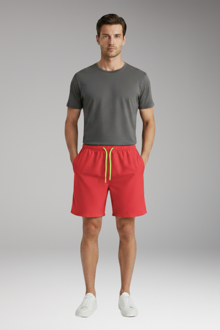 Men's Stretch Shorts with Elastic Waistband and Drawstring