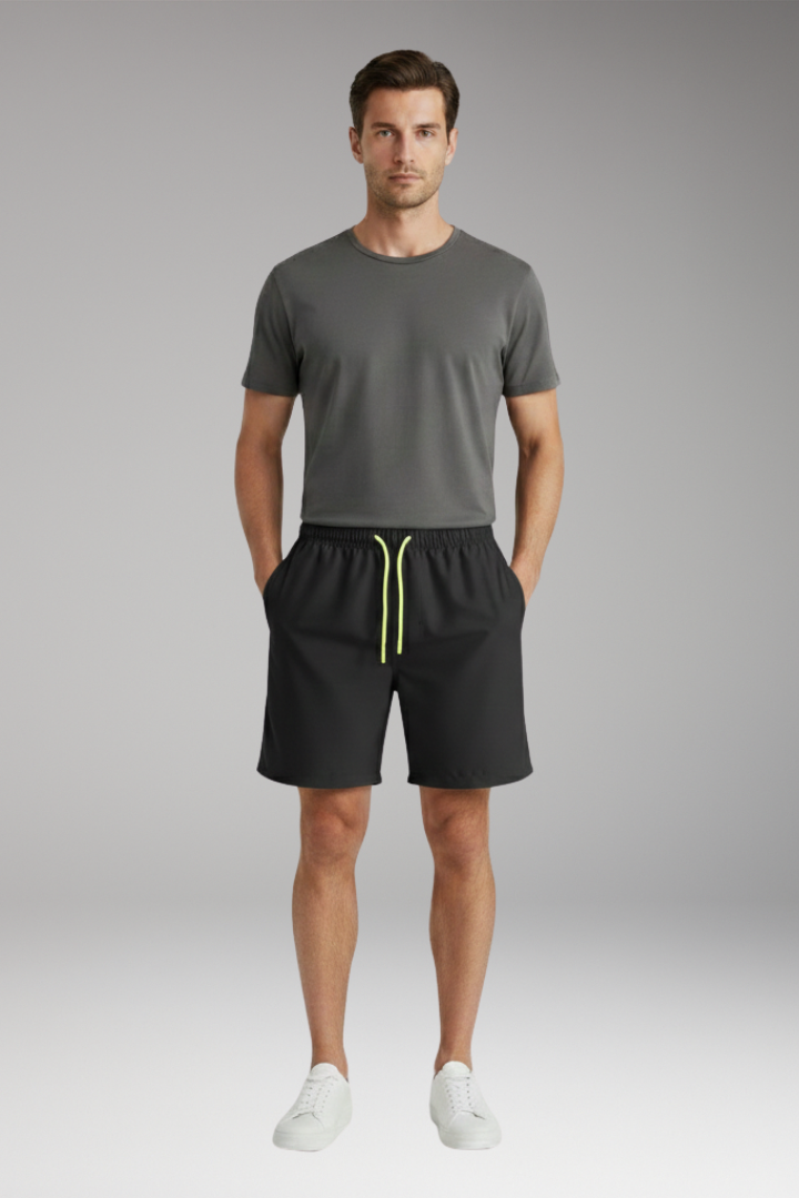 Men's Stretch Shorts with Elastic Waistband and Drawstring