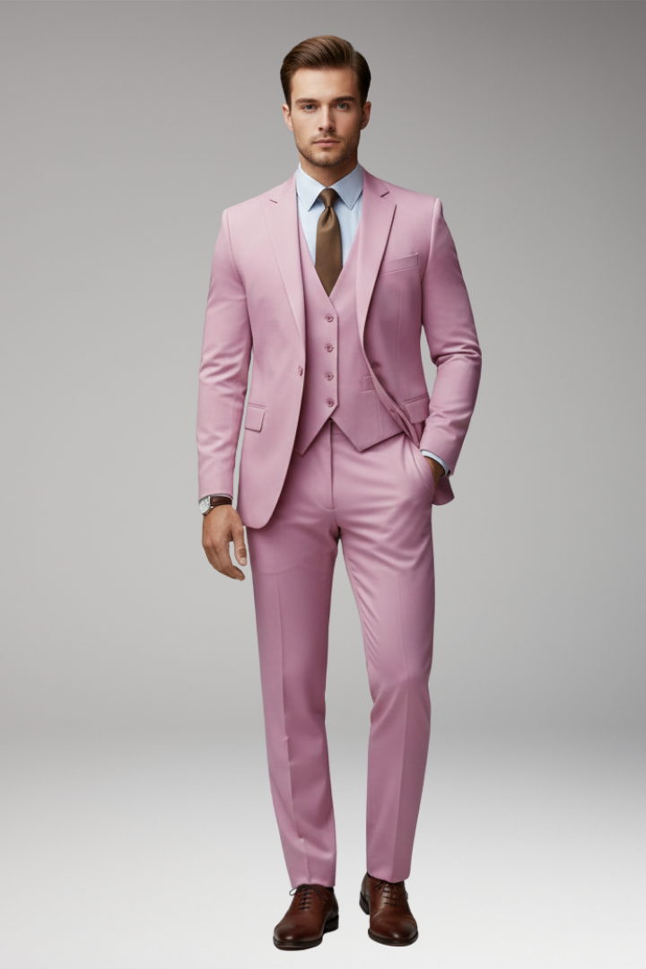 Men's Suit Set with Blazer Vest and Trousers