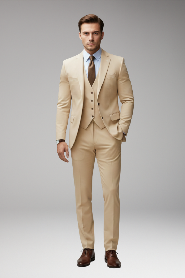 Men's Suit Set with Blazer Vest and Trousers