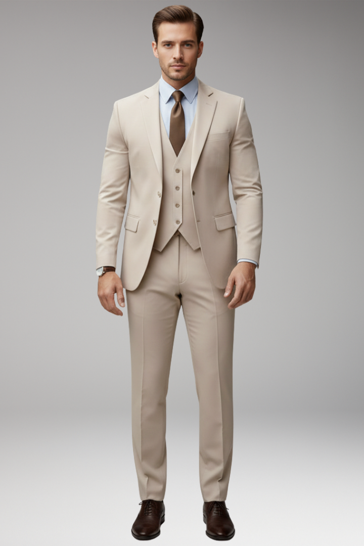 Men's Suit Set with Blazer Vest and Trousers